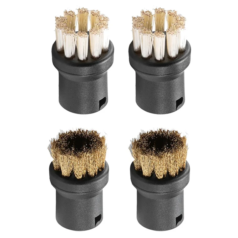 A97T For Karcher Power Brush Set,Round Brushes For Stubborn Dirt For Kitchen Household,2 Brass Brushes And 2 Power Brushes