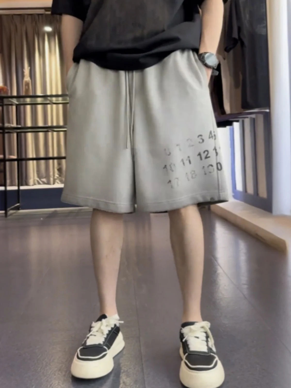 

Летние модные американские брендовые трикотажные повседневные шорты-бриджи для мужчин: свободные, дышащие, спортивные, длиной до колена