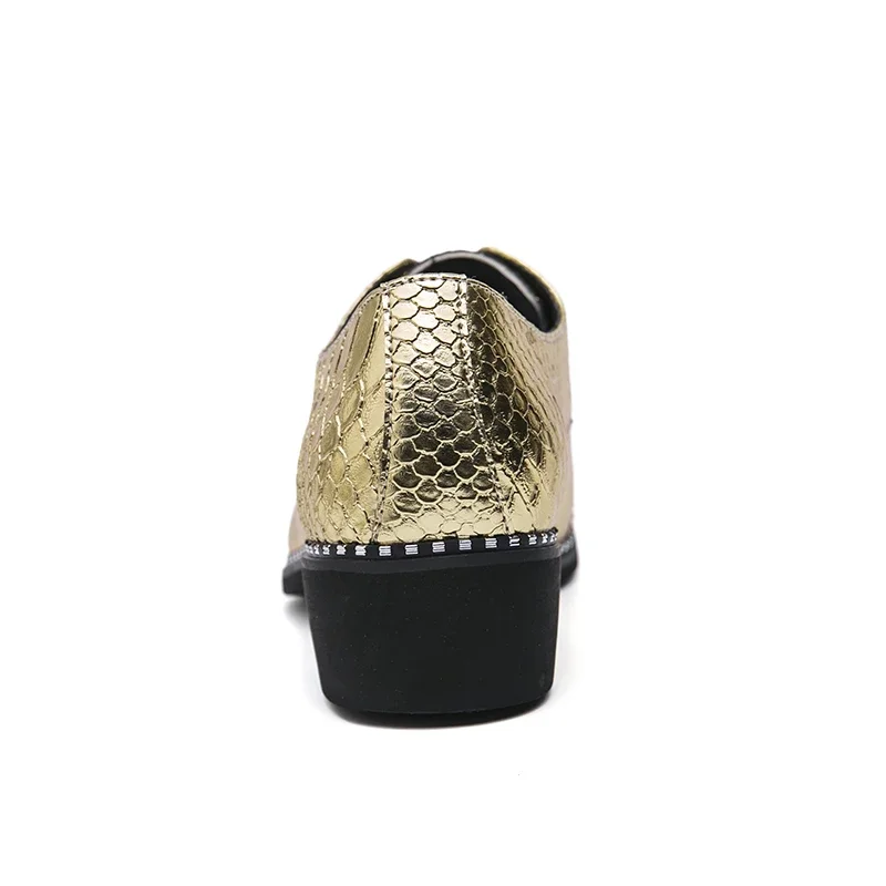 New Gold Brogue Shoes for MenMetallic Wind Square Toe Lace-up  Wedding Shoes for Men Size 38-46  Mens Shoes