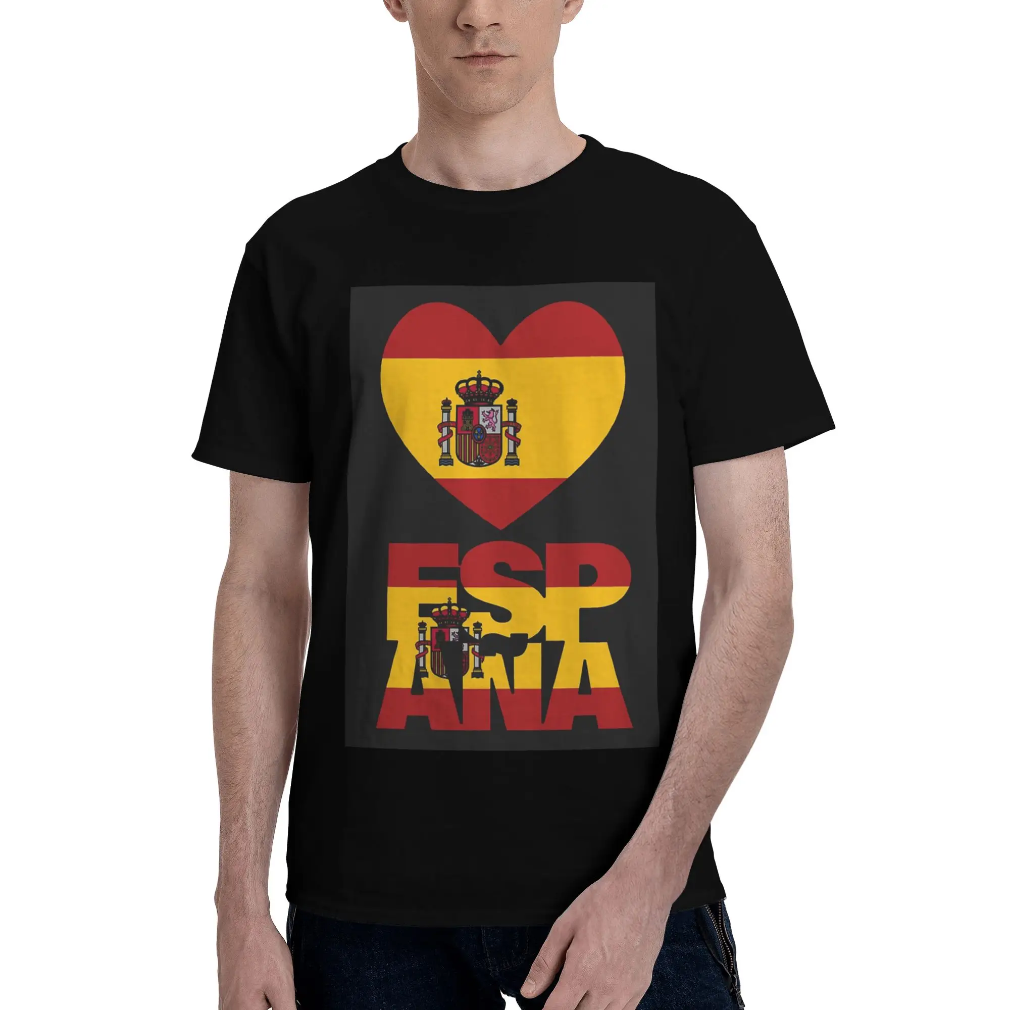 

Spain Flag Map (2) 100% Cotton T-Shirt Men'sClassic T Shirts Men O-Neck Short Sleeve S-6XL
