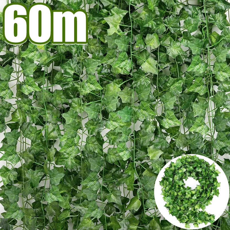 

Artificial Plants Green Ivy Leaf Garland Silk Wall Hanging Vine Home Garden Decoration Wedding Party DIY Fake Wreath Leaves