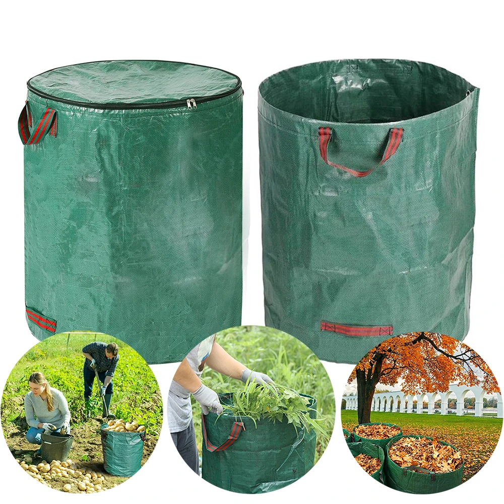 Large Capacity Heavy Duty Garden Waste Bag, Multifunctional Reusable Waterproof PP Bags, Leaf Debris Collection Container