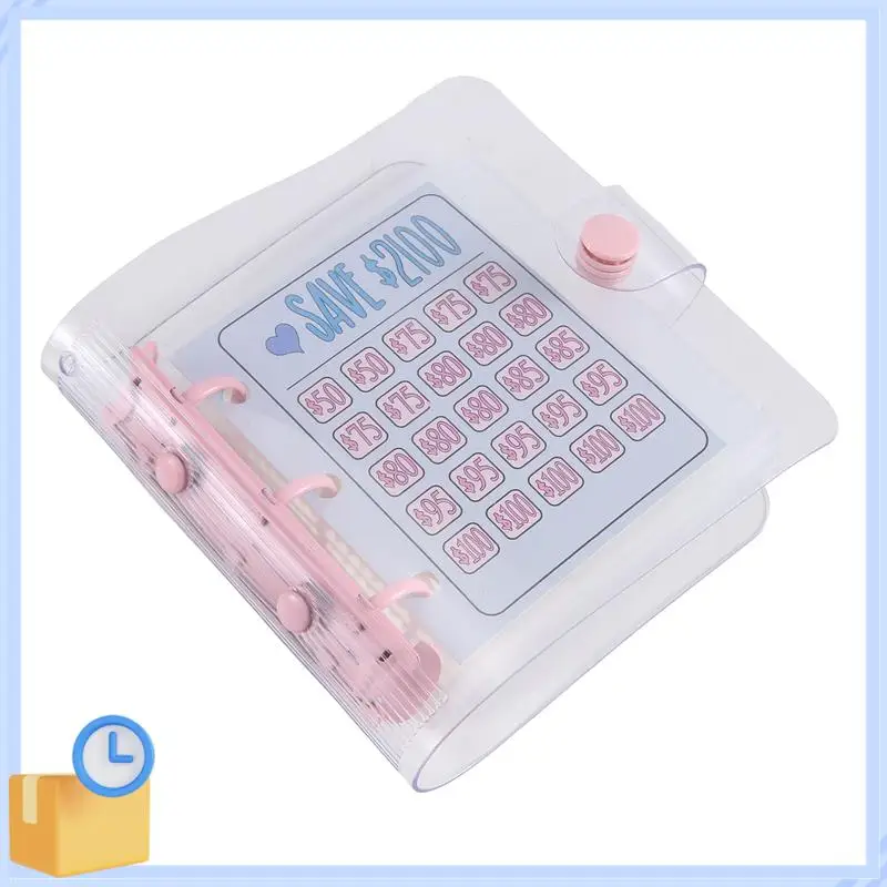 人気の2100貯金チャレンジバインダー、お金貯金チャレンジミニバジェットバインダー、PVCピンク、1個