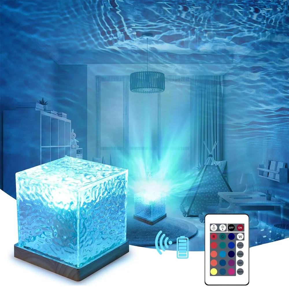 Northern Lights Ocean Wave Projector Light, 16 Colors Gradual Rotating Flame Water Lamp, Wave Night Light with Remote Control