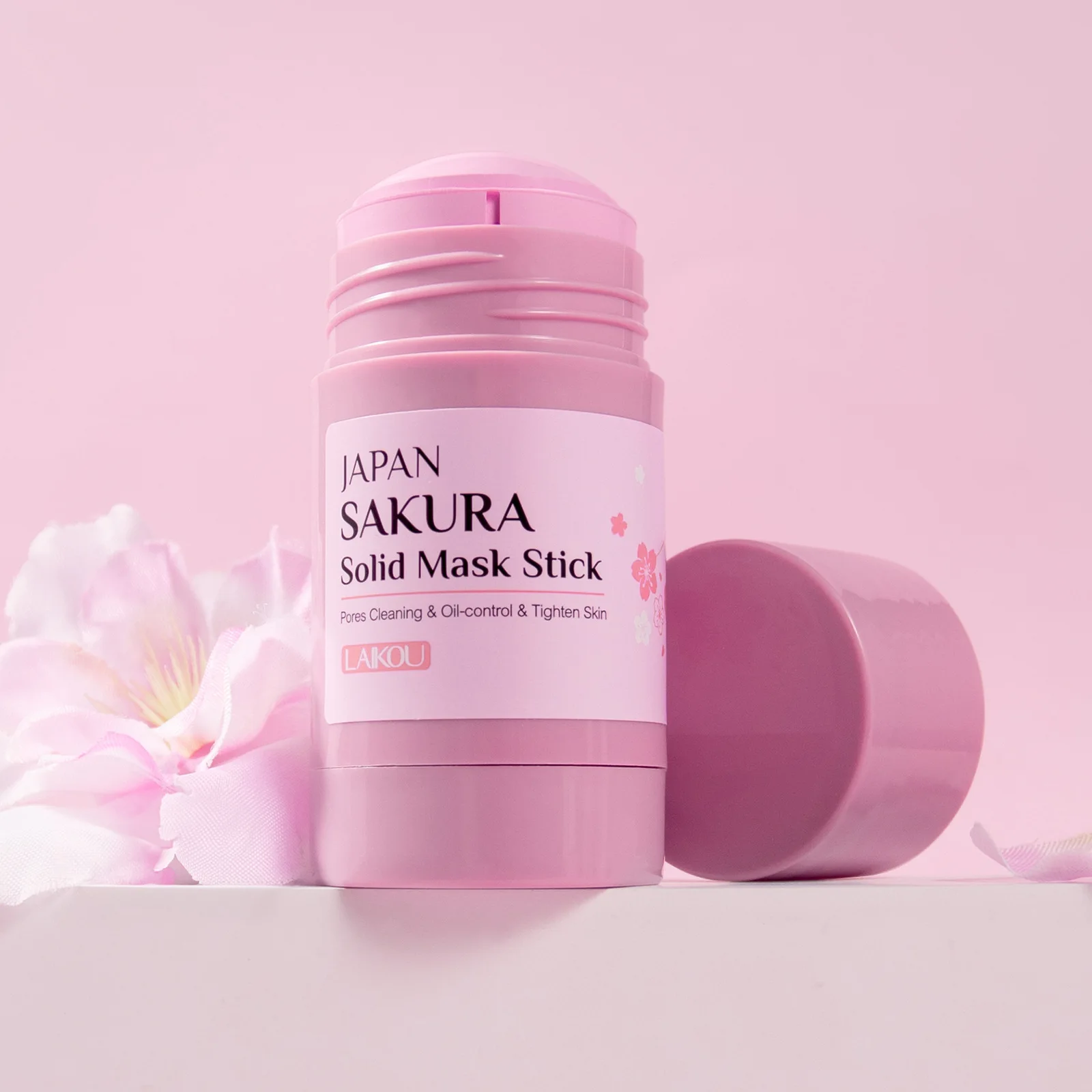 LAIKOU Sakura Solid Face Mask Stick Deep Cleanser Facial Mask Reduces Blackhead Pores Oil Control Moisturizing Mud Face Mask 45g