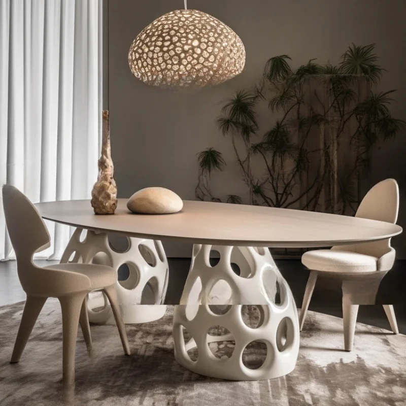 

Family semi-circular dining table and chairs in ancient style, 8 people, 2 meters long, and 10 seats