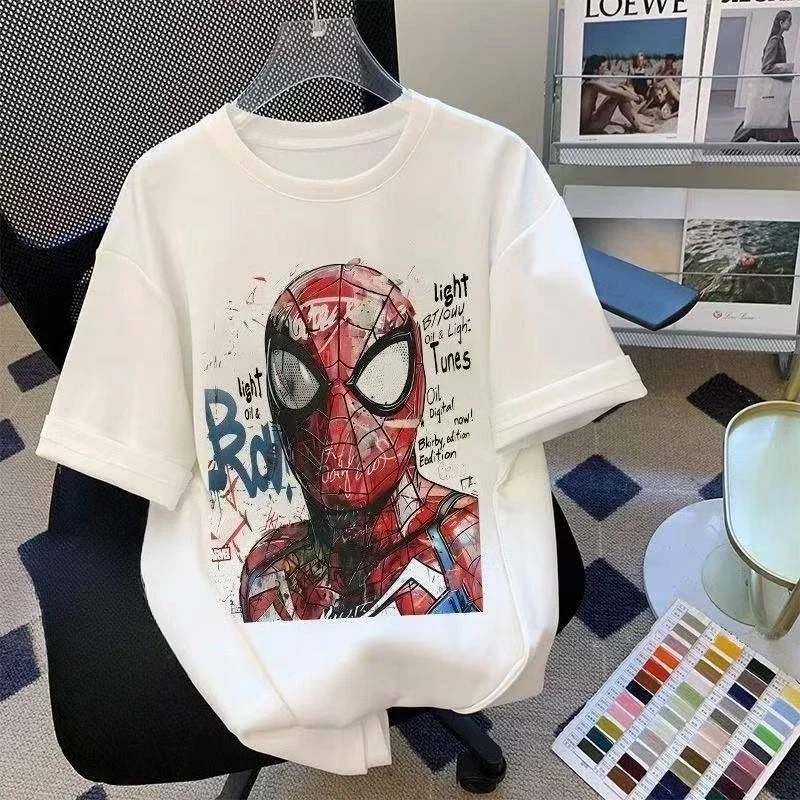 

Marvel Fashion 2026 Licensed Spider-Man T-Shirt Superhero Print Fashion Men's Casual Crew Neck Loose Short Sleeve T-Shirt