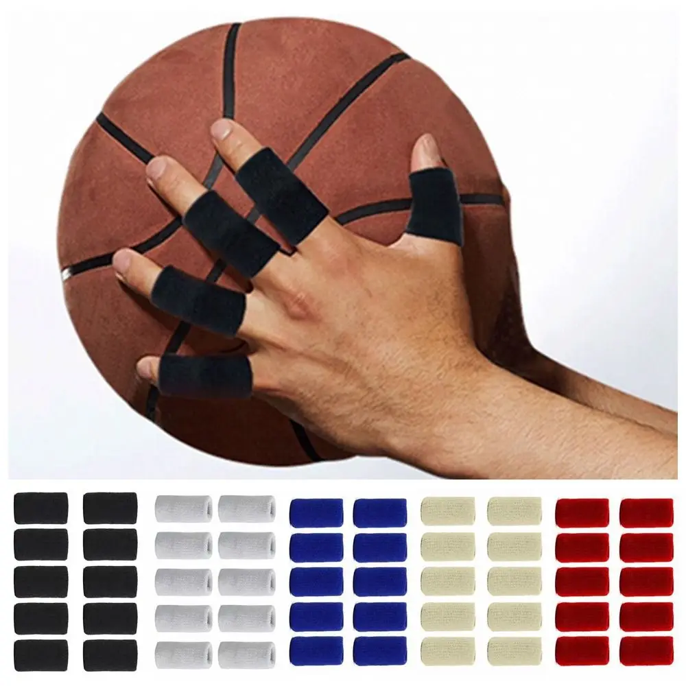 Mangas de dedo de seguridad deportiva para piezas, protector de articulaciones, cinta elástica para los dedos, soporte para tenis y baloncesto, 10 unidades