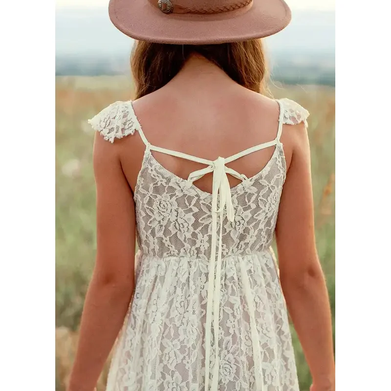 فستان دانتيل أبيض بوهيمي للأطفال ، زهرة فتاة ، فساتين طويلة للمراهقات ، ملابس أنيقة ، حفل زفاف ، طفل ، 3 سنوات ، 4 سنوات ، 6 سنوات ، 8 سنوات ، 10 سنوات ، 12 سنة