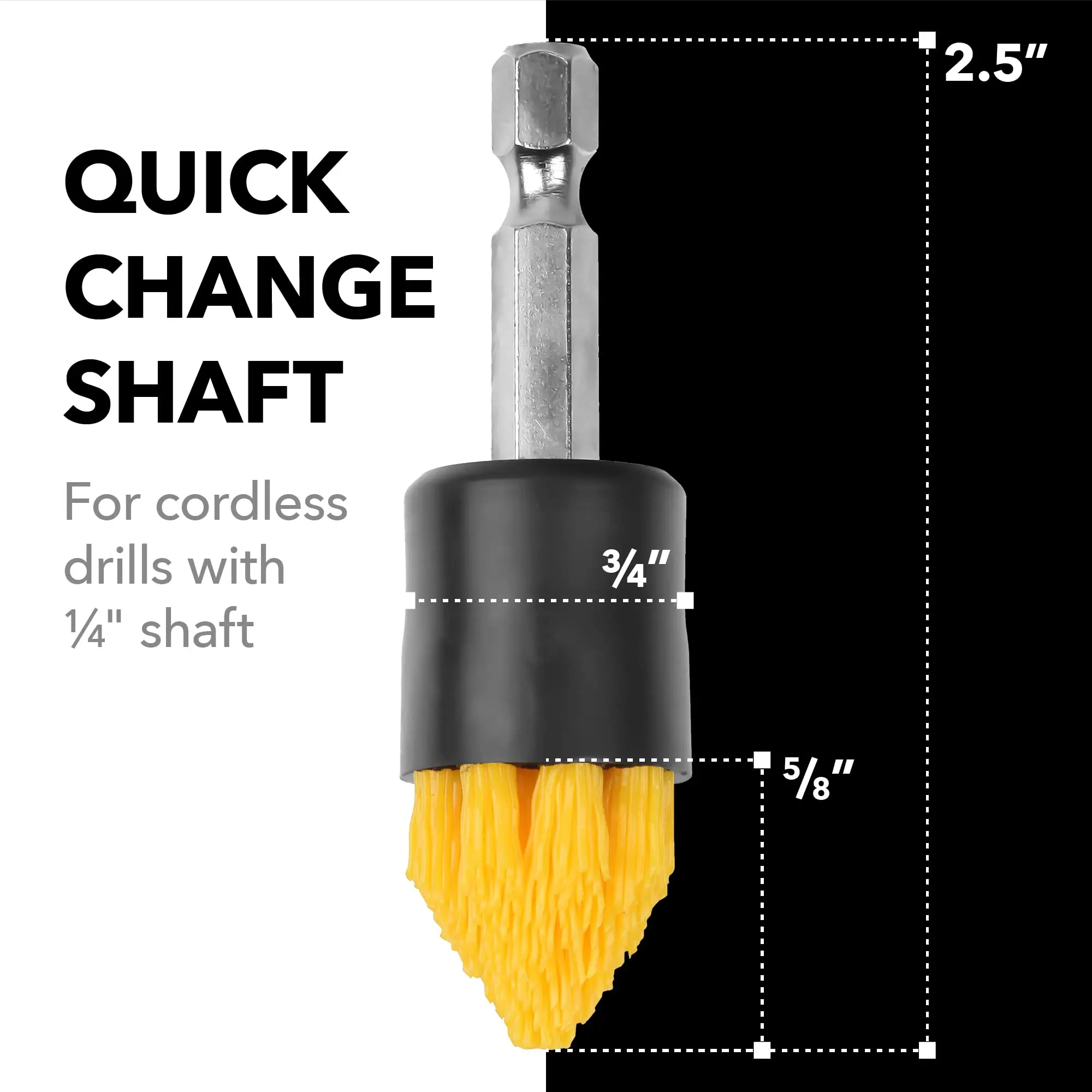 1 Inch Drill Brush Attachment Set 2 Tapered 2 Flat All Purpose Detail Brush Attachments for Cordless Drill for Cleaning