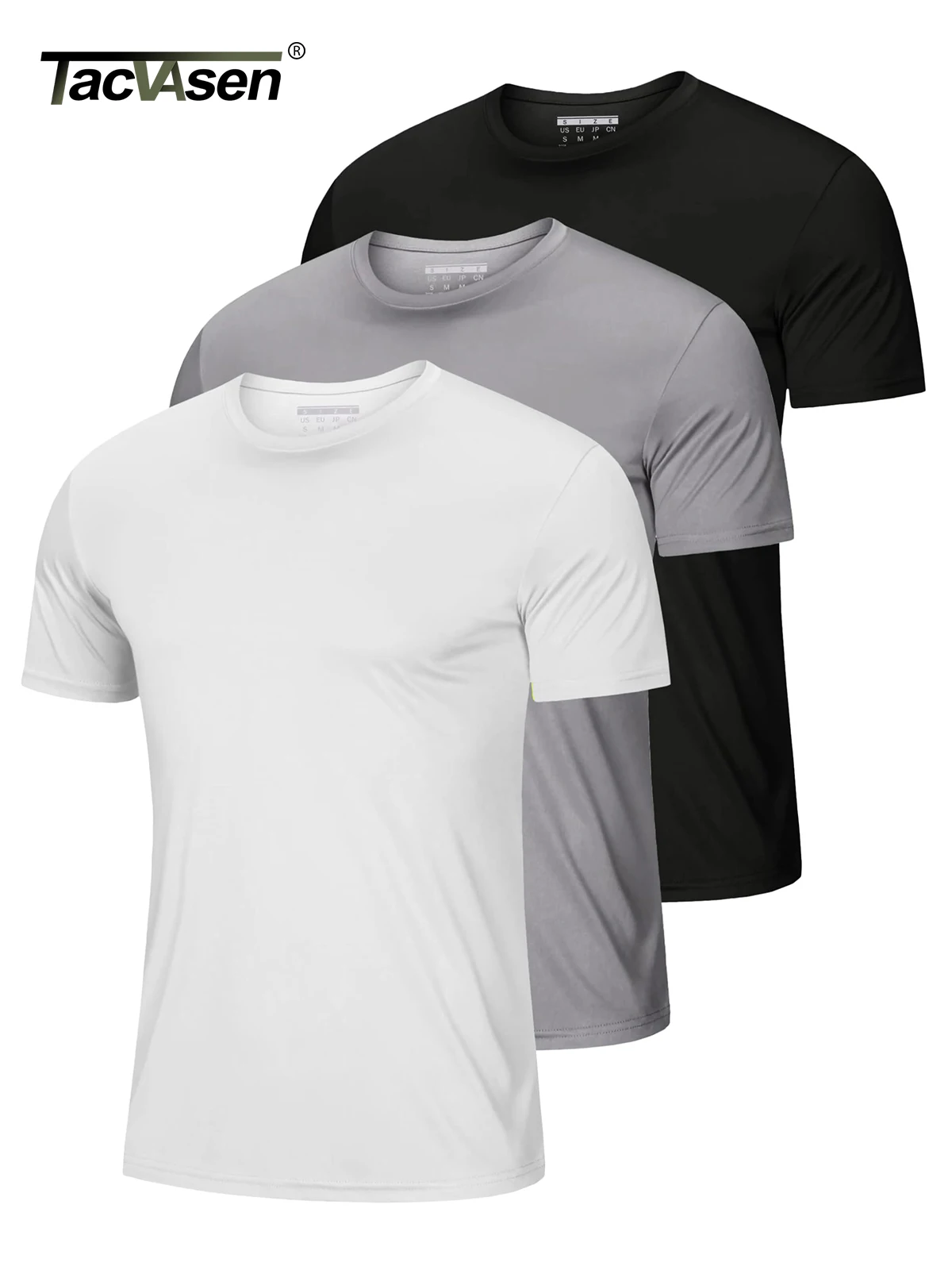 TACVASEN Herren 3er-Pack UPF 50+ Sonnenschutz-T-Shirts, atmungsaktive, schnell trocknende Kurzarm-T-Shirts zum Laufen und Wandern