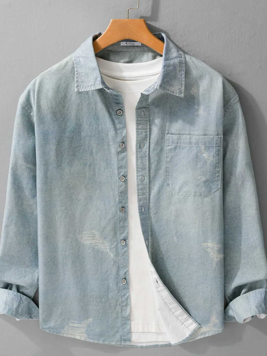 

Мужская хлопковая рубашка в стиле ретро-вестерн с длинным рукавом, повседневная, весенняя, новый дизайн, с эффектом потертости, модная, свободного кроя, с принтом