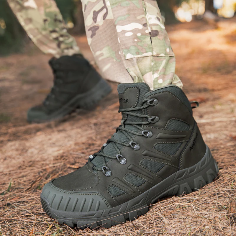 Men Trekking Hunting Shoes Brand Tactical Boots Waterproof Outdoor Hiking Shoes Male Anti-slip Climbing Shoes Motocycle Boots
