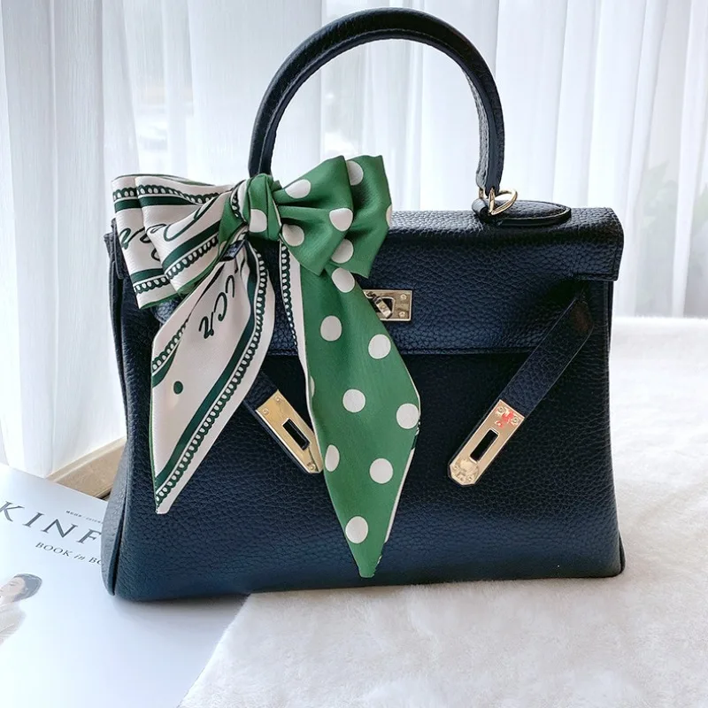 Double Sided Polka Dot Alphabet Satin Long Skinny Scarf Korean Style Wrist Scarf Hair Ribbon Decorative Bag Strap for Women