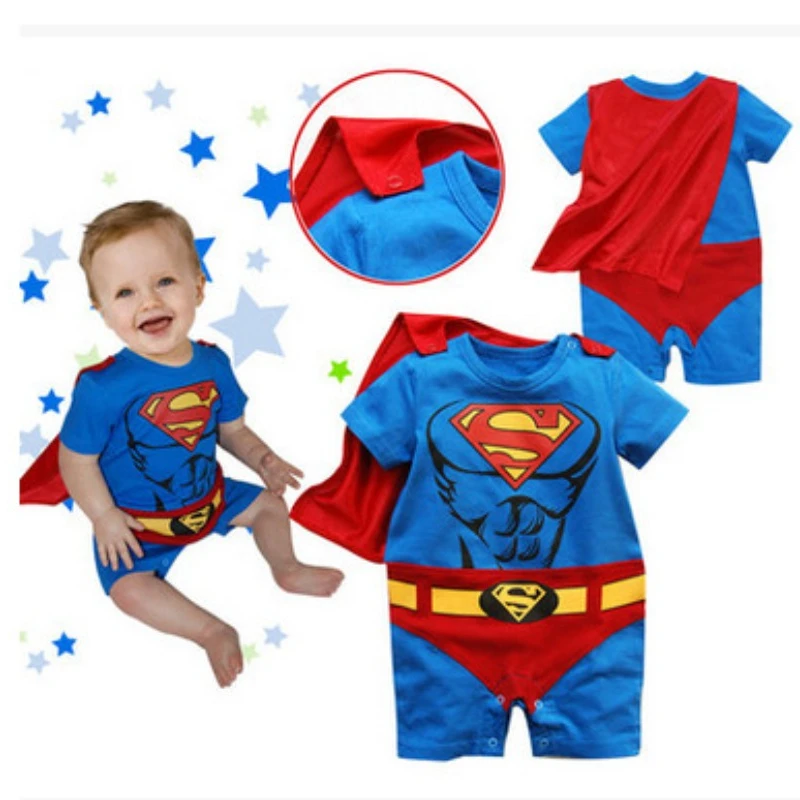 Marvel Super Helden Serie 0-2 Jaar Oude Mannen En Vrouwen Super Cool Lange Mouw Korte Mouw Baby Pak Jumpsuit Kleding Met Cape