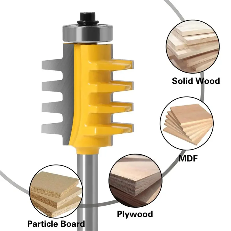 Multi-tooth Tenon Knife Wave Splicing Knife 8mm Shank Rail Reversible Finger Joint Glue Router Bit Cone Tenon Woodworking Cutter