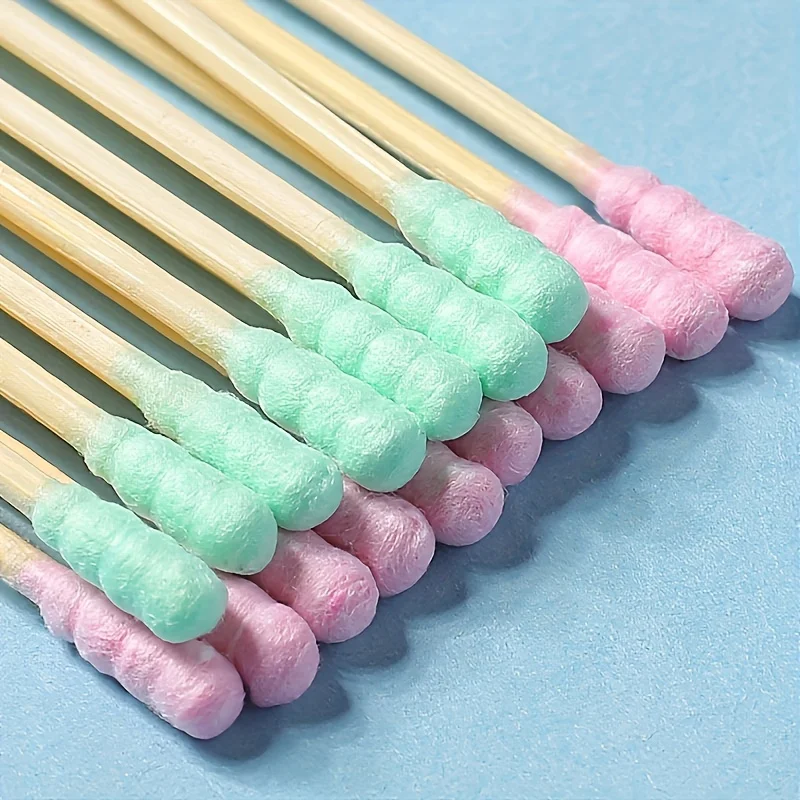 500 Stück hypoallergene Schwämme mit doppelter Spitze, rosa, für Ohren-, Nasenreinigungs- und Make-up-Anwendungen – Detail 5