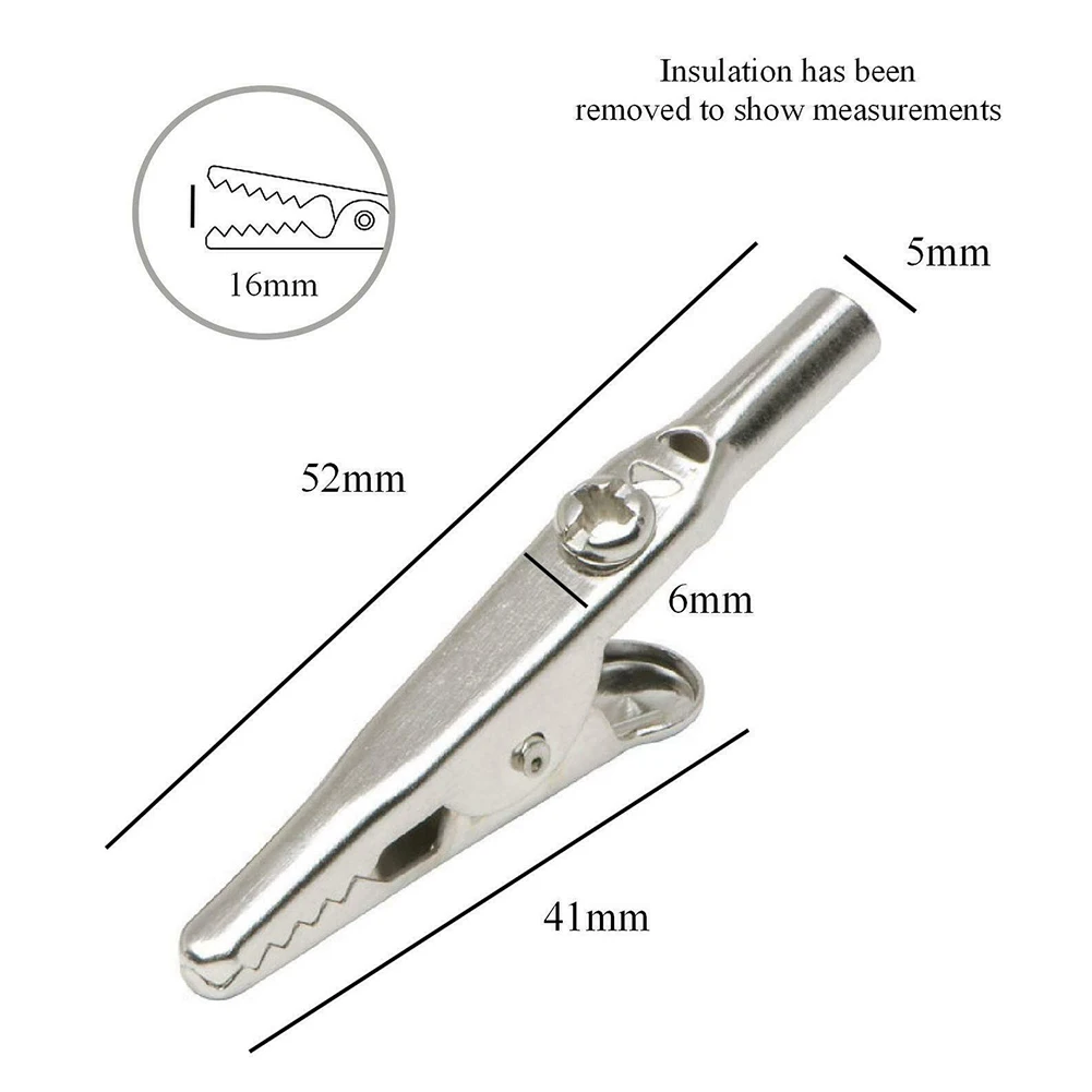 Small Electric Test for charger Clip Set of 10 for alligator Clips 5A Rated Silver Color Construction Sturdy Design