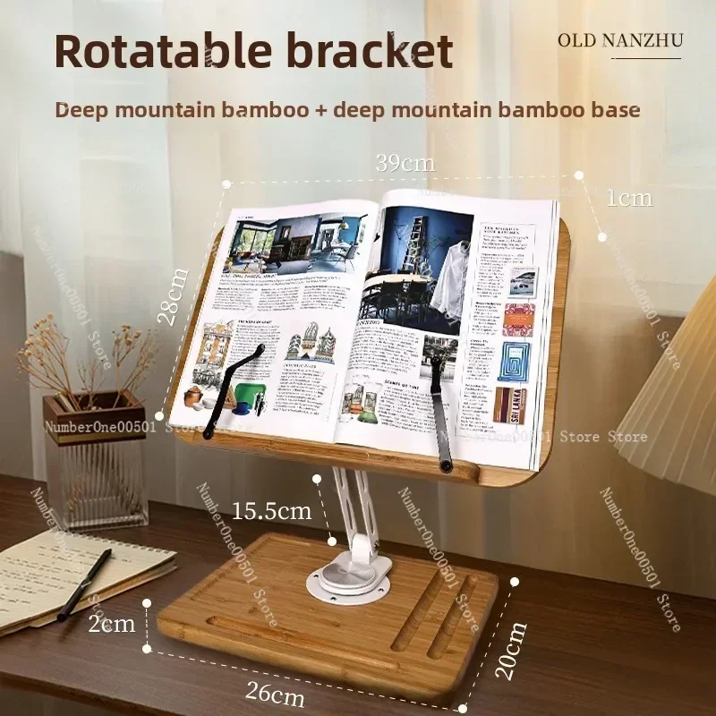 For Books Notebooks Reading Rack Bamboo Adjustable Book Stand Kids Desk Holder
