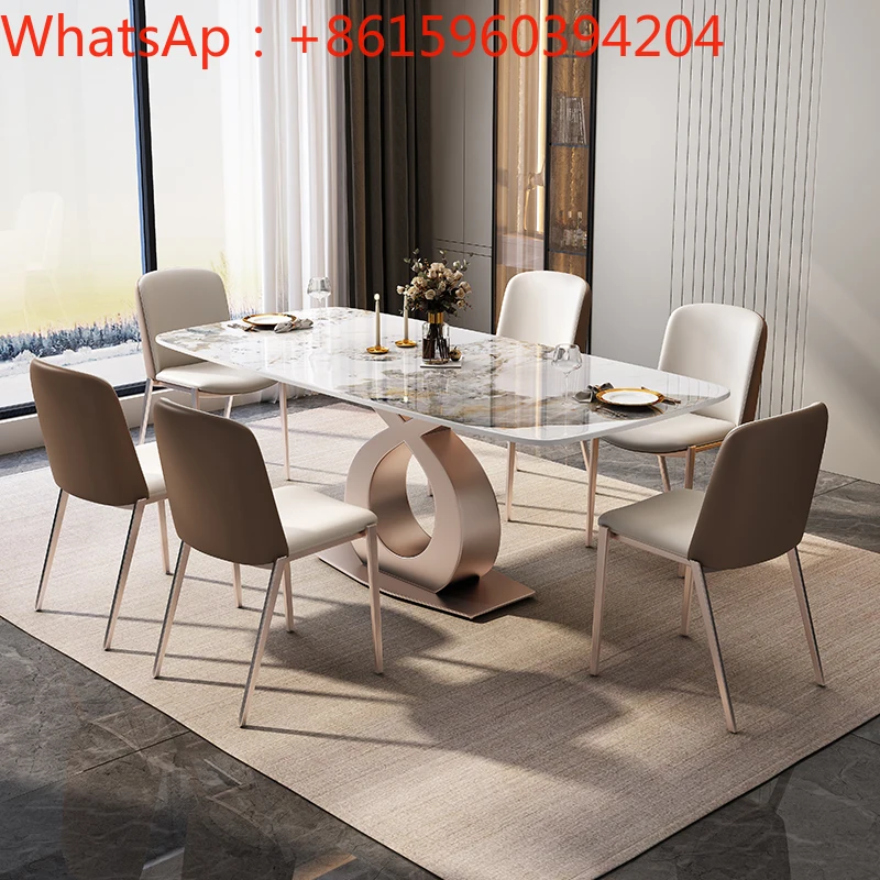 Imported rock plate table modern simple light luxury high-end creative rectangular Nordic table living room small family