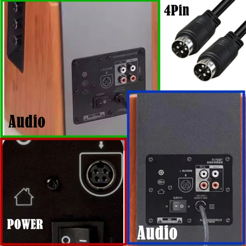 

4Pin DIN Male to Male Plug Connectors Adapter Cable for Sound and Video Device Connection D2RC