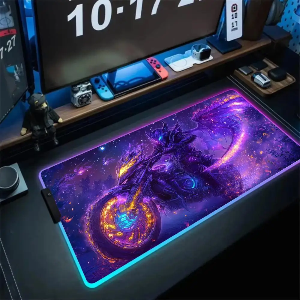 

RGB Mouse pad anime Bat Knight gaming mats XXL desk mat rubber anti-slip LED glow Gaming keypad mousepad gamer pc accessories