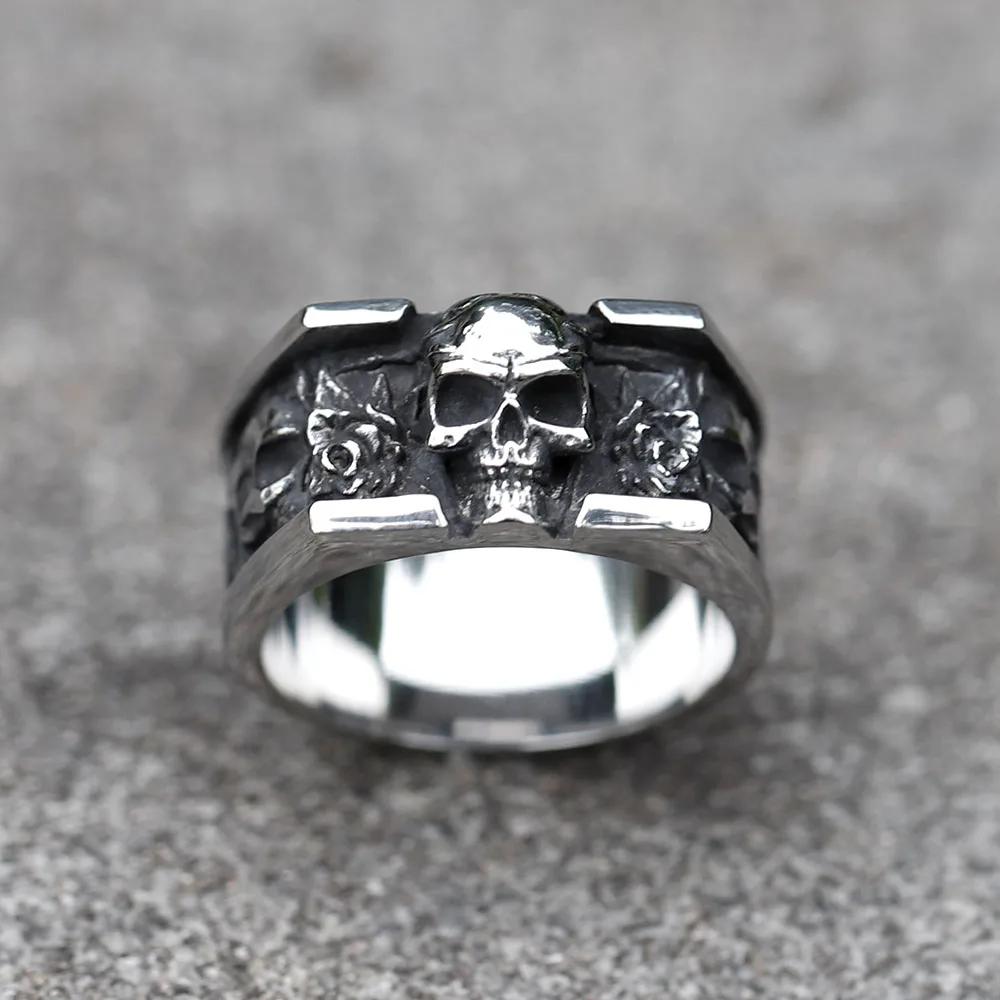 NEW Men\'s 316L stainless steel rings Vintage SKULL RING for teens punk fashion Jewelry Gift free shipping