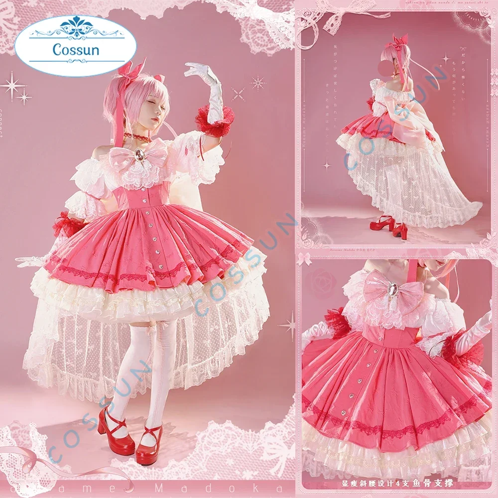 

Amine Puella Magi Madoka Magica Cosplay Costume Gorgeous Wedding Dress Halloween Women Pink Outfits Lolita Anime Clothes