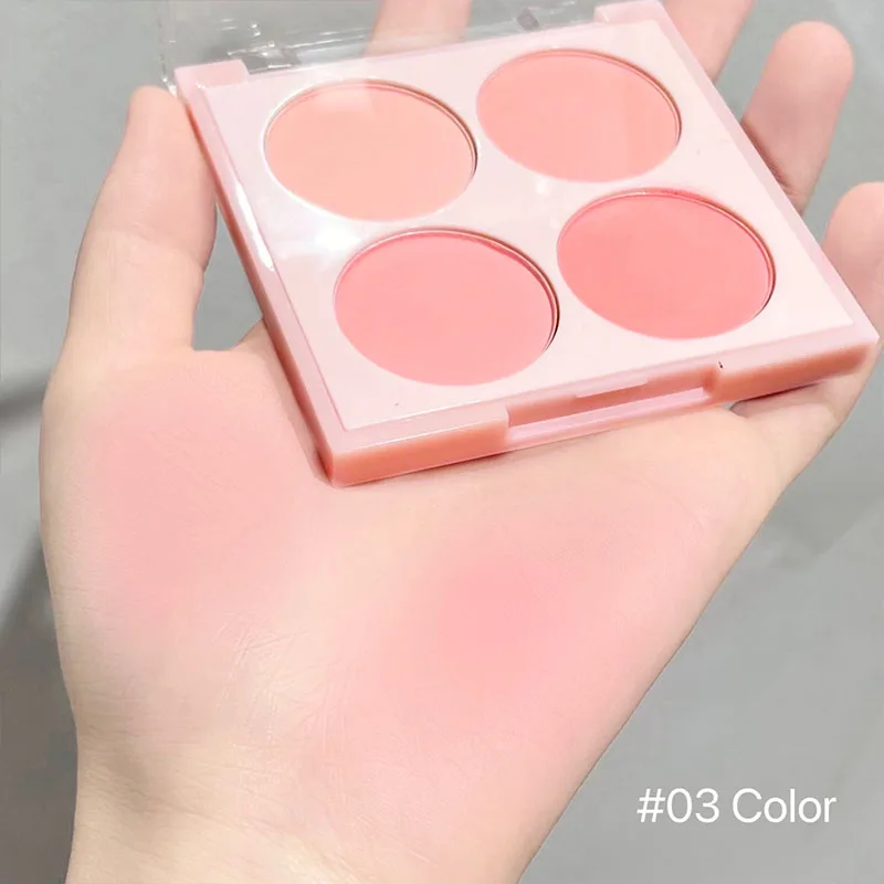 4-Color Natural Blush Powder Palette Peach Long Lasting Korean Makeup Contour Blusher Rouge Brighten Cheek Tint Face Cosmetics