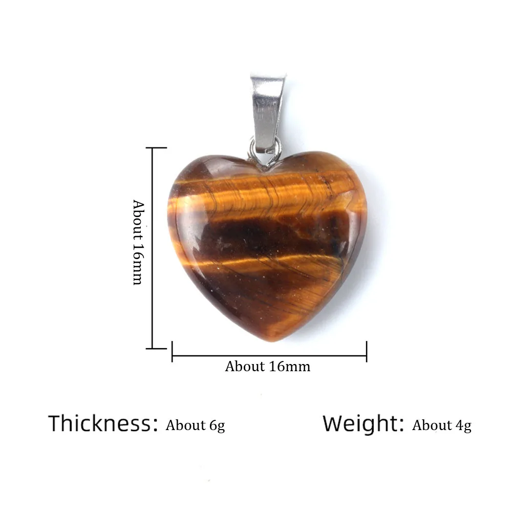 12 Stück/Packung, 16 mm, exquisiter herzförmiger Edelstein-Anhänger, natürlicher Kristall-Achat, Charms für Schmuckherstellung, DIY-Halsketten-Zubehör – Detail 4