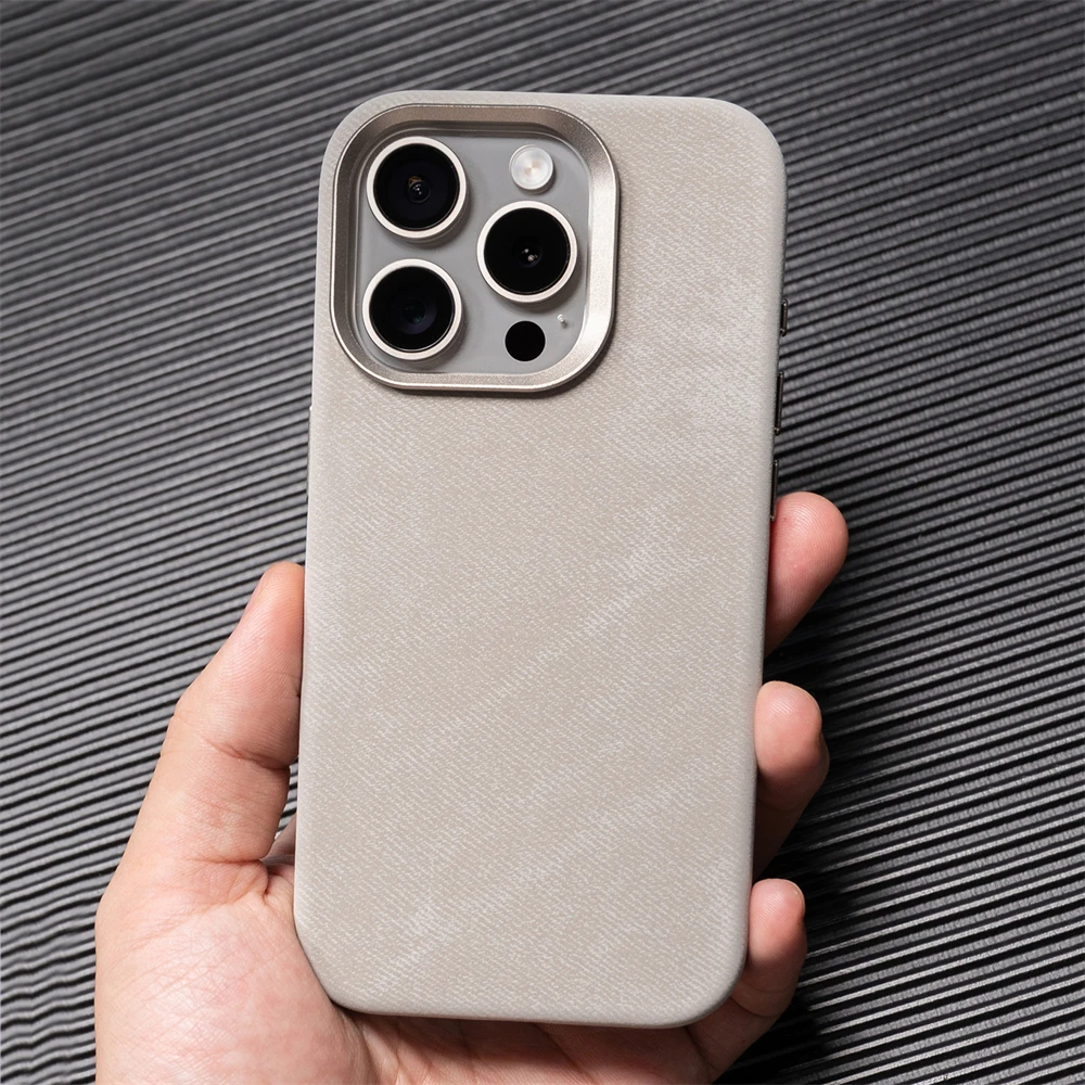 Luxury Fiber Leather For MagSafe Magnetic Wireless Charge Case For iPhone 17 16 Pro Max 15 14 13 12 Plus Soft Shockproof Cover