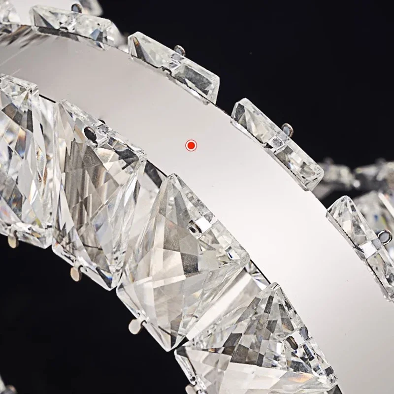 Modern Ring Crystal Restaurant Chandelier Living Room Center Table Kitchen Island Pendant Lamp Minimalist Decor Luster Fixture