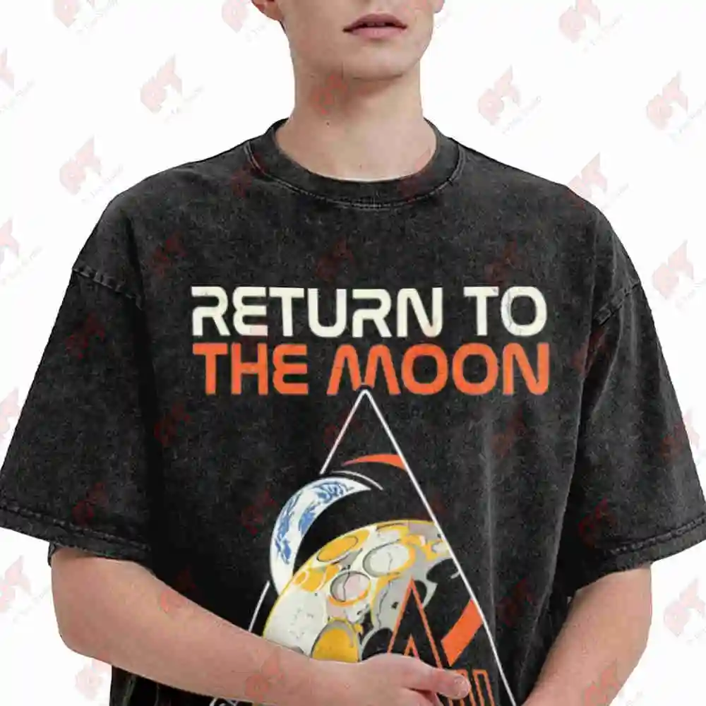 Artemis II Return To The Moon Mission Patch 2026 Vintage Washed Tee Pure Cotton T-Shirt