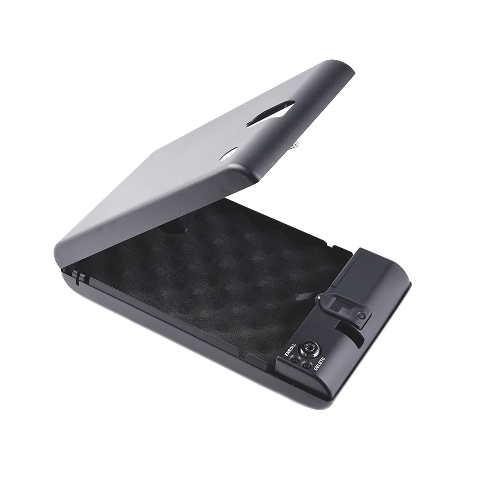 지문 총 금고 상자 단단한 강철 보안 총 키 귀중품 보석 상자, 휴대용 보안 생체 지문 안전 상자