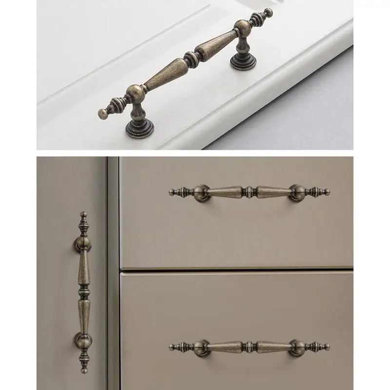 Antiker Bronze-Schubladengriff, Rostfreier Retro-Aluminiumgriff für Schrank, Kleiderschrank, Aufbewahrungstür, Schlafzimmermöbel-Upgrade – Detail 22