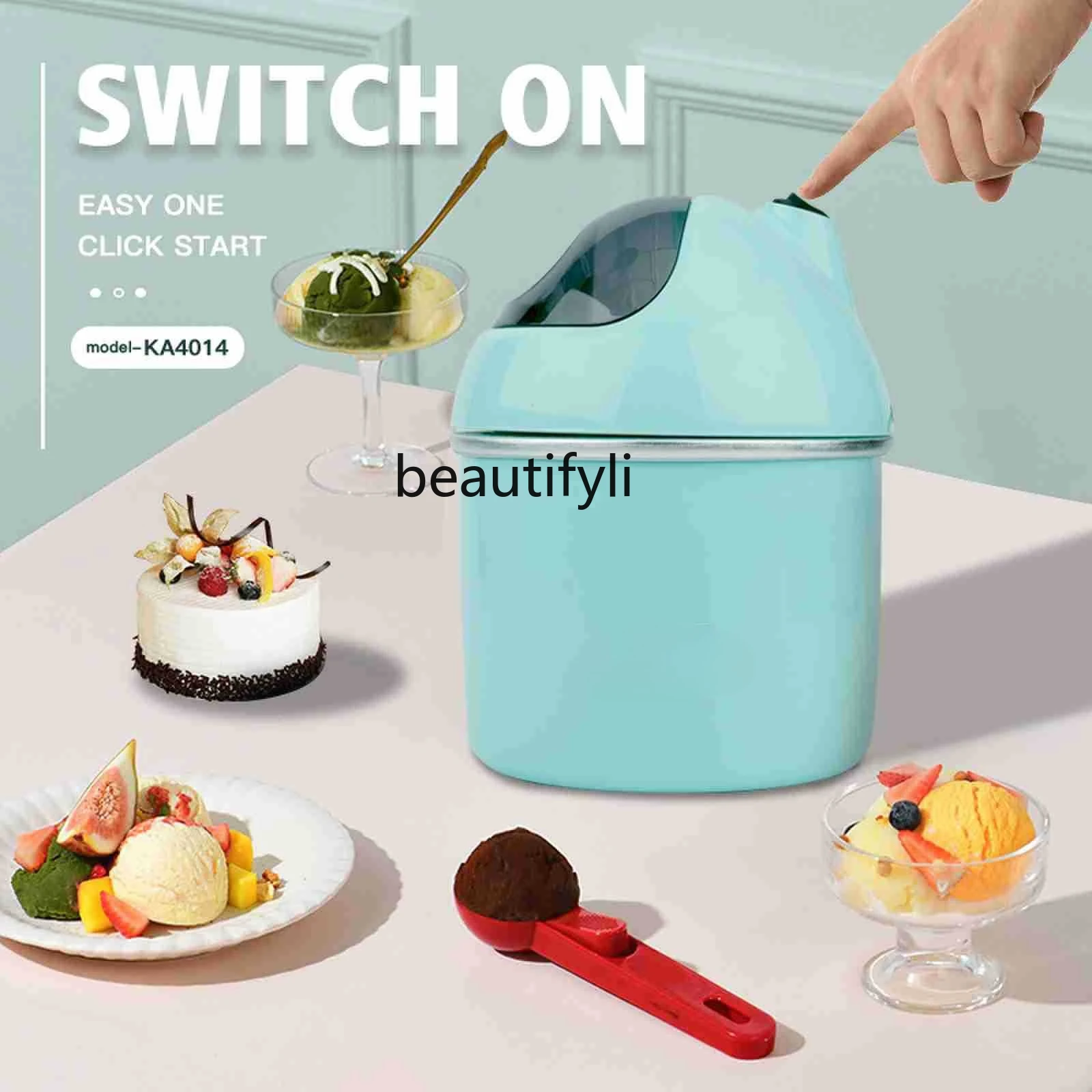 آلة الزبادي المنزلية الصغيرة متعددة الوظائف آلة الآيس كريم آلة الزبادي 2 في 1 عنبر