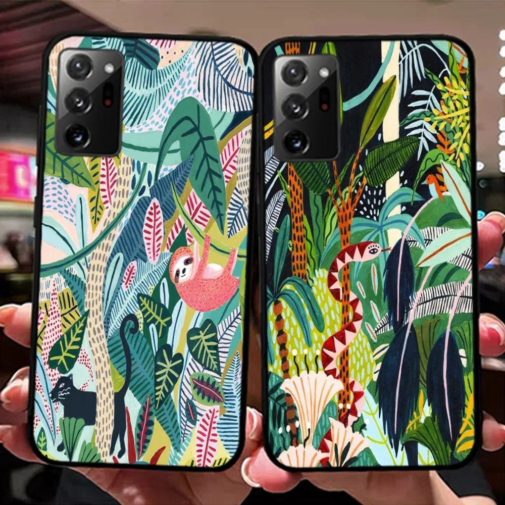 Tropical Jungle Print Leopard Phone Case For Samsung Note 8 9 10 20 pro plus lite M 10 11 20 30 21 31 51 A 21 22 42 02 03