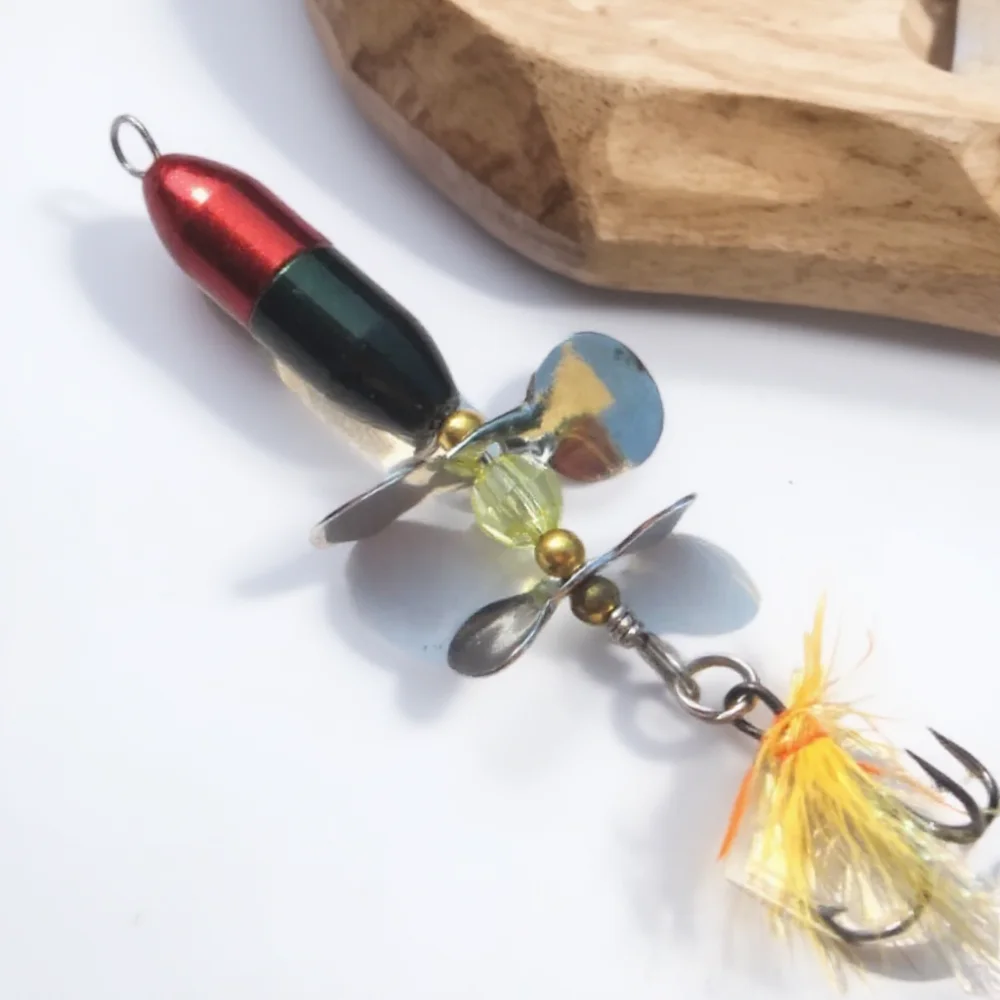 FLYSAND Rotierender Spinner-Köder, 10 g, 7 cm, Wobbler-Köder, Federgerät, Barsch, Forelle, Barsch, Hechtangeln