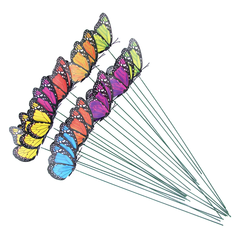 

24pcs Simulation Dragonfly Stakes Waterproof Pvc Garden Decorative Insect Stakes For Outdoor Lawn Patio Plant Decoration Metal