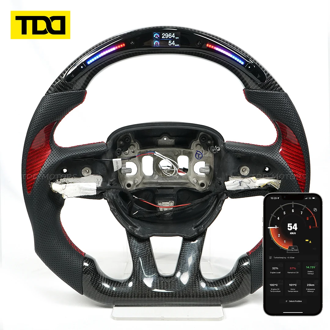 TDD Carbon Fiber Customized Smart Galaxy Pro LED RPM Light Up Display Racing Steering Wheel for Dodge Charger Challenger