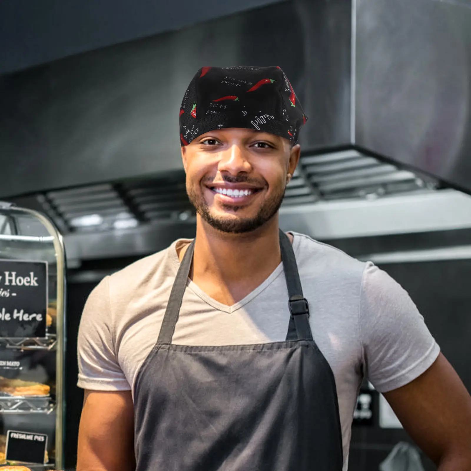 

Chili Design Kitchen Chef Hat Comfortable Cotton Cooking Cap Perfect for Restaurant Waiter Working Chef Kitchen Cap