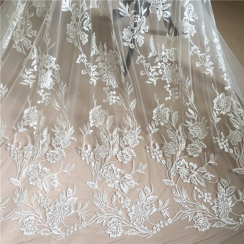 Embroidery Lace Fabric with Sequins, Wedding Dress Fabric, Flower Duolei Si, DIY Accessories, RS316