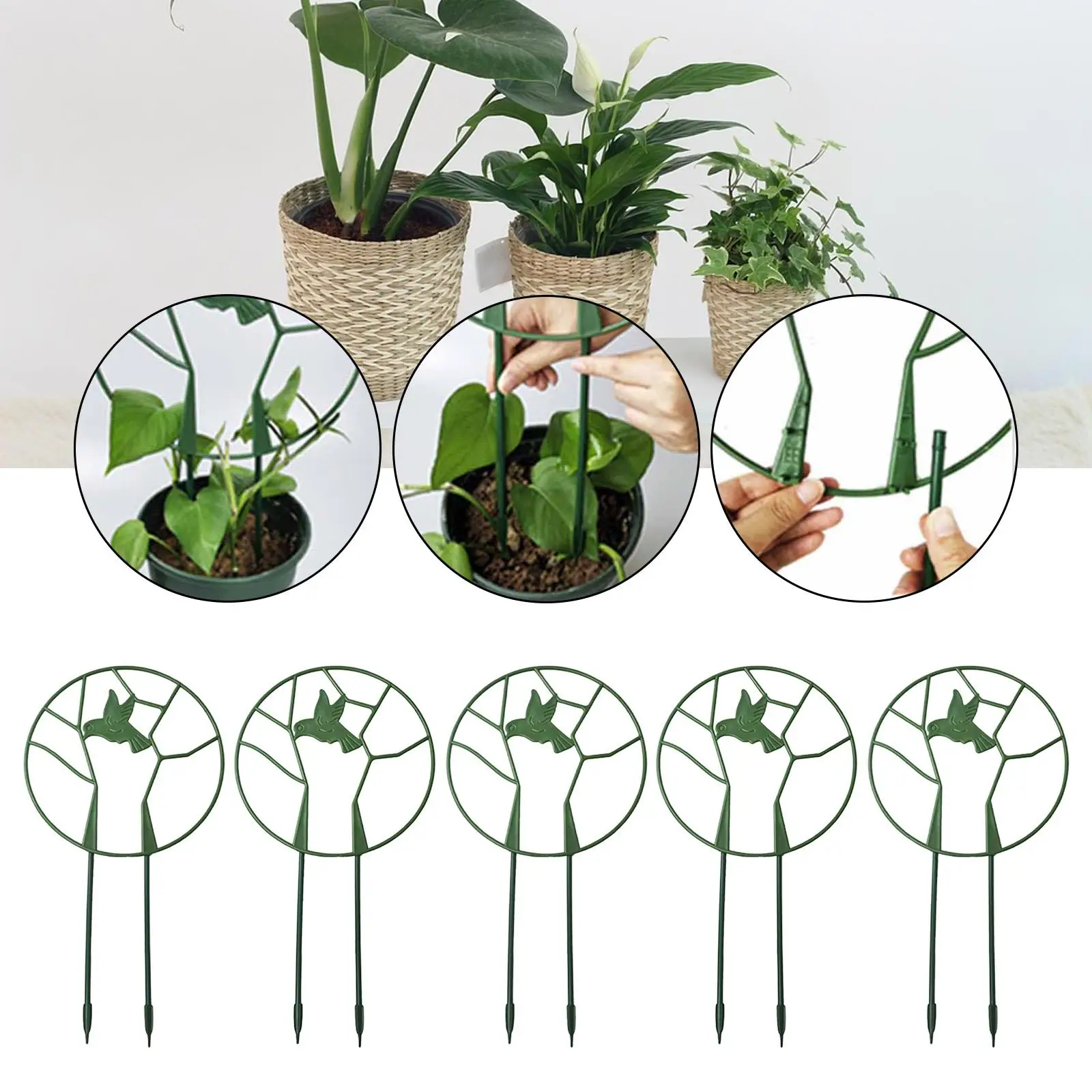 園芸用トレリス、つる性植物用プラスチック製支柱、丸型、屋内屋外兼用、花や蔓の装飾用