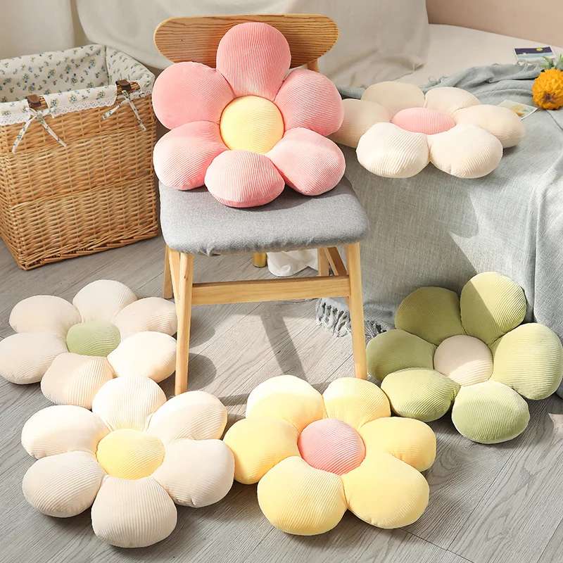 35-45cm Kawaii Colorful Flower Plush Pillow Cushion Soft Sunflower Plant Mat Stuffed Sofa Bed Sleeping Back Cushion Decor Gifts