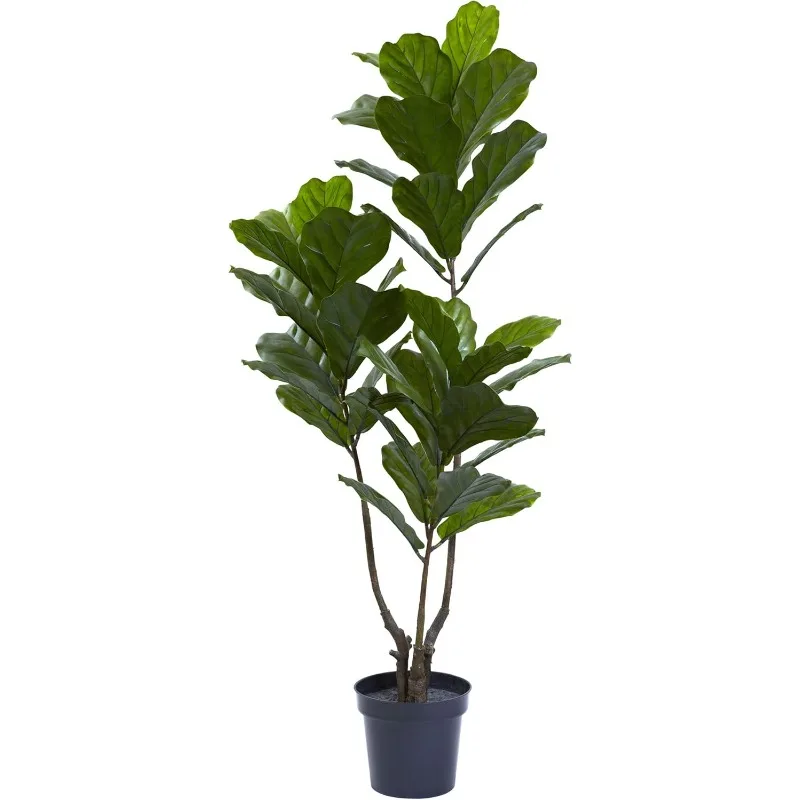 

65IN Tall Artificial Fiddle Leaf Fig Tree Indoor/Outdoor Home Décor, Fake Tree with Black Nursery Planter