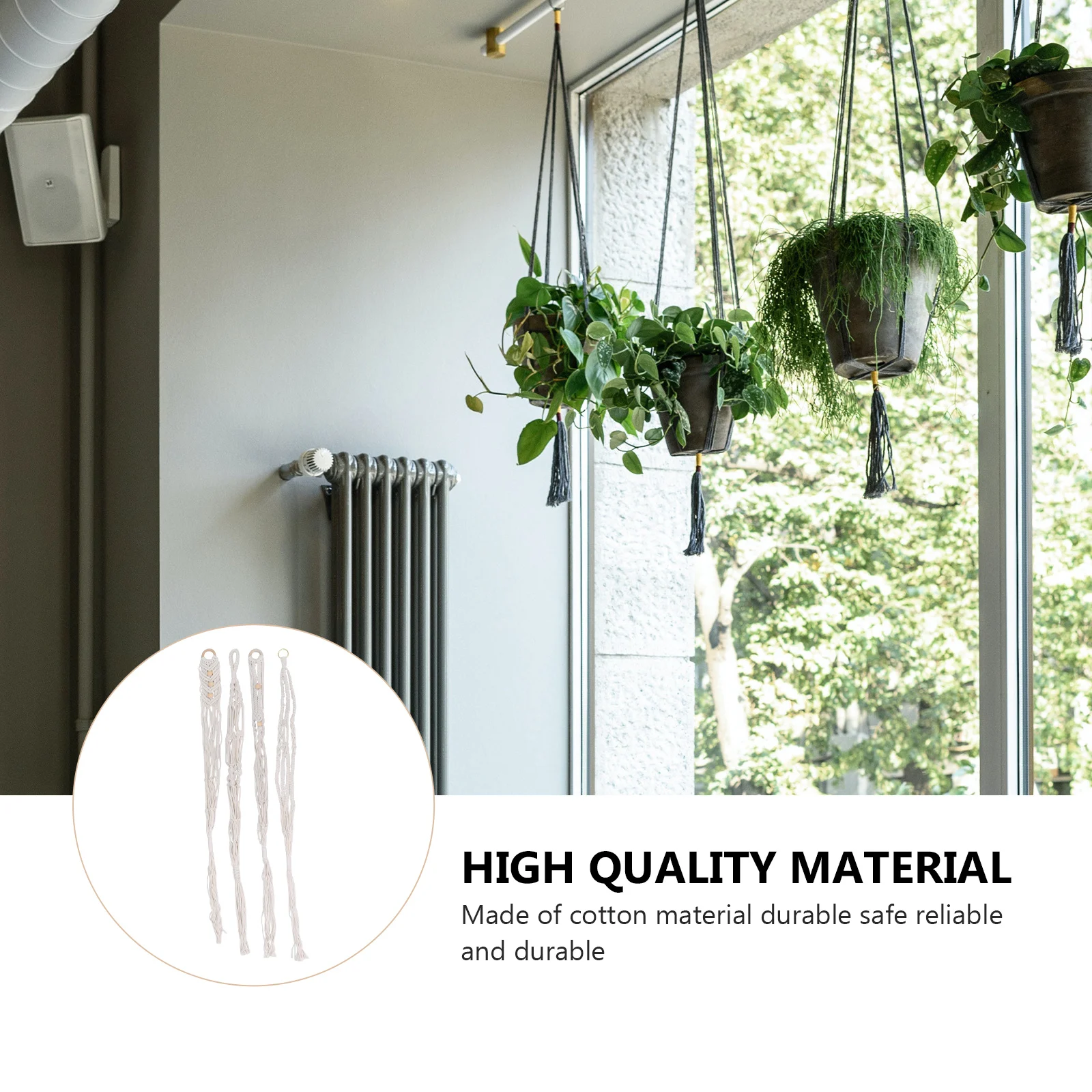 

4PCS Cotton Flowerpot Net Bag Durable Safe H Knitting Plant Decor Indoor Outdoor Use Garden Kitchen Porch Hallway Ceiling