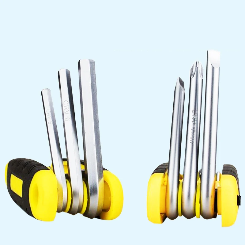 Folding Hex Wrench Metal Metric Allen Wrench Set 8 In 1 Kit Wrench Screwdriver Chain Carbon Steel Bicycle Multifunction Tool