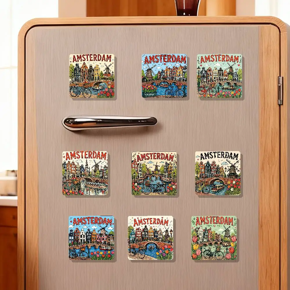 Amsterdam Art Aesthetics Refrigerator Magnets Cute Cartoon Magnetic Personality Decorations Creative Gifts