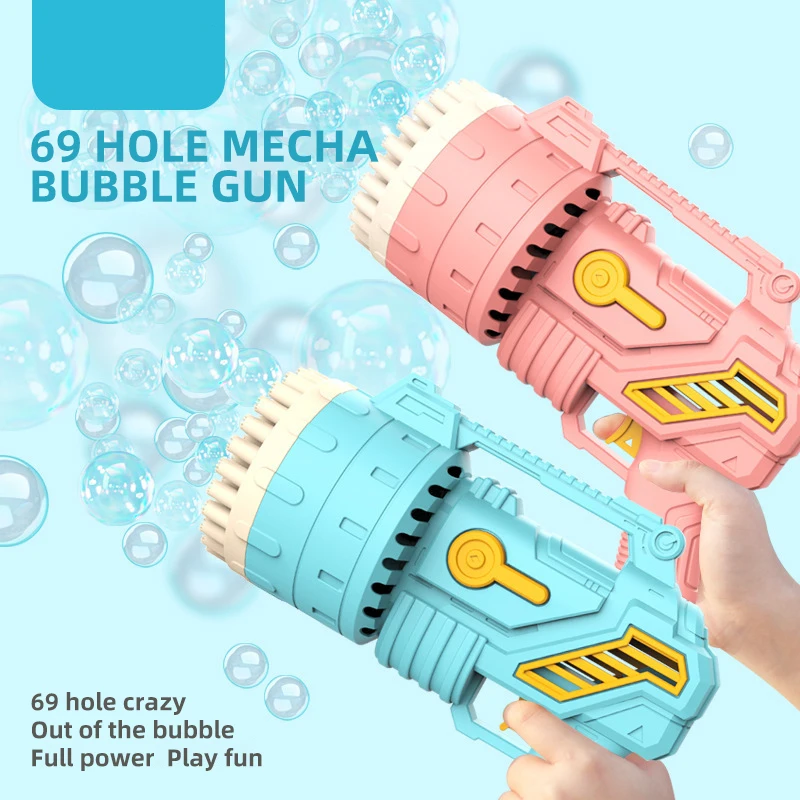 69 Holes Bubbles Gun Rocket Soap Bubbles Machine Gun Launcher Automatic Blower Soap Toys For Kids Pomperos Toys Back to School