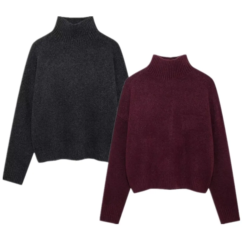 سترة محبوكة ناعمة عالية الجودة بياقة مستديرة وأكمام طويلة، تصميم أساسي جديد للنساء، أسلوب عملي لمجموعة الشتاء